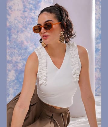 Freehand White Polyester Womens Crop Top ( Pack of 1 ) - None