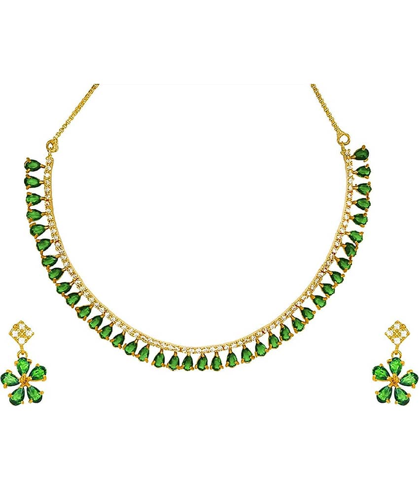 Jewar Mandi - White Brass Necklace Set ( Pack of 1 )