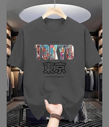 ELBATROSS Men Polyester Regular Fit Printed T-Shirt ( Grey )