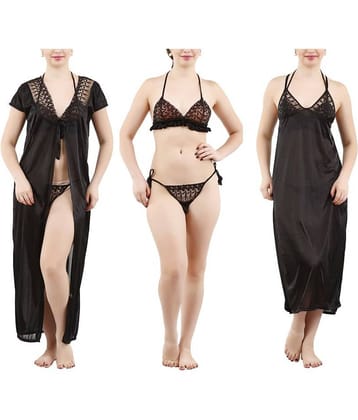 Reposey Satin Nighty & Night Gowns - Black