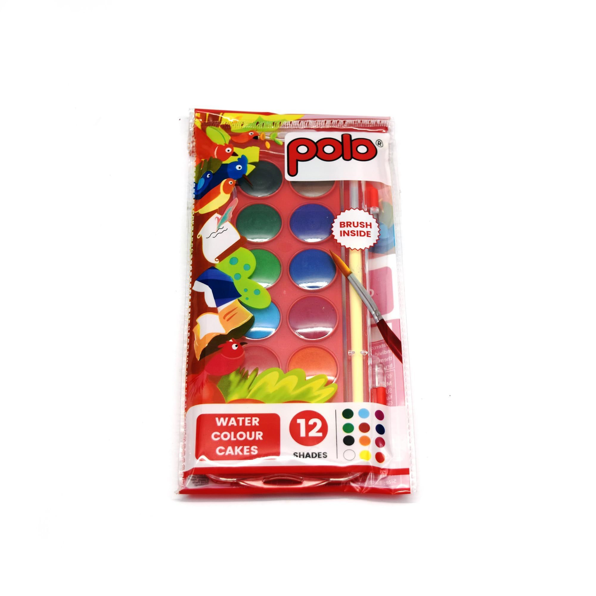polo Water Color Cake Set 12 Vibrant Shades (23mm) Non-Toxic, Easy-to-Use Watercolors for Painting, Art Projects, and School Supplies Ideal for Kids and Adults