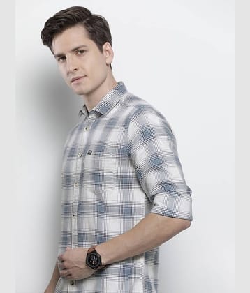 The Indian Garage Co Men Cream-Coloured Tartan Checked Casual Shirt