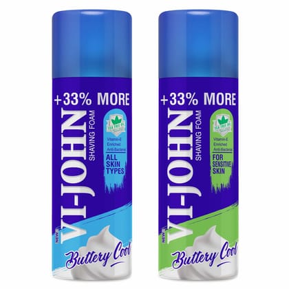 VI-JOHN All Skin Type Shaving Foam 400ml & Sensitive Skin Type Shaving Foam 400ml VI-JOHN All Skin Type Shaving Foam 400ml & Sensitive Skin Type Shaving Foam 400ml