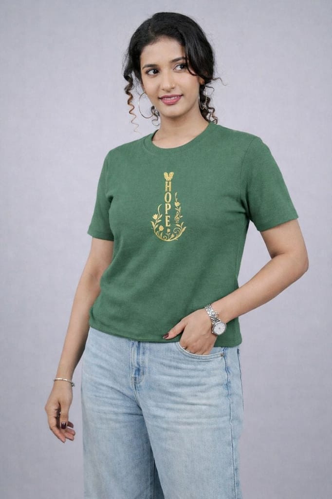 Bottle Green"Hope" Tees for Women