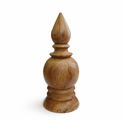KARTHI7OCT STORE Large Wooden Temple Kalash Dome – 7 Inch Height | Solid Teak Wood Handcrafted Pooja Kalasam for Home Mandir & Gopuram Decoration | Natural Wood Temple Ornament Finial