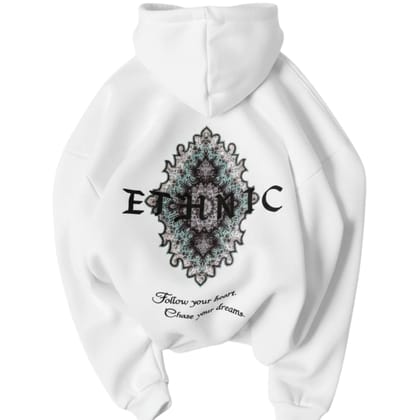Ami bolchi Mens Ethnic Printed White Hoodie Winter Hooded Sweatshirt with Back Design Ami bolchi Mens Ethnic Printed White Hoodie Winter Hooded Sweatshirt with Back Design