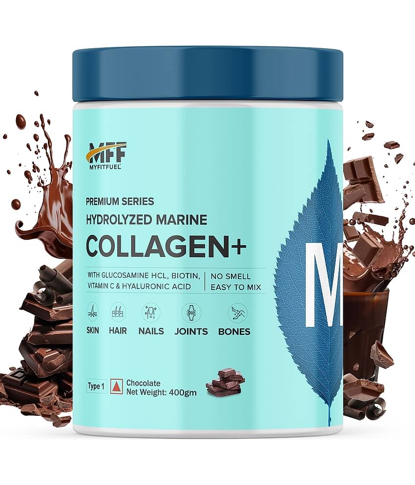 MyFitFuel Hydrolyzed Marine Collagen with Hyaluronic Acid, Biotin, Zinc & Vitamin C. 400g, Chocolate