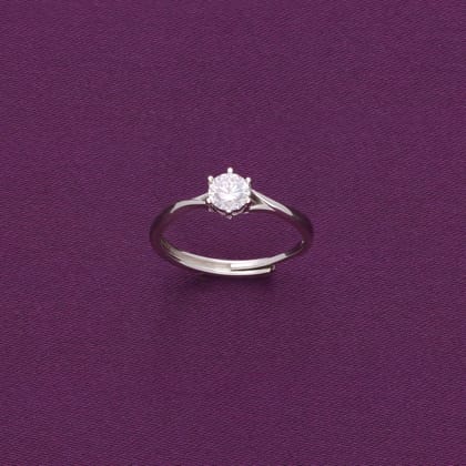 Classic Simply Shine Solitaire Ring-White Stone / Silver / 7