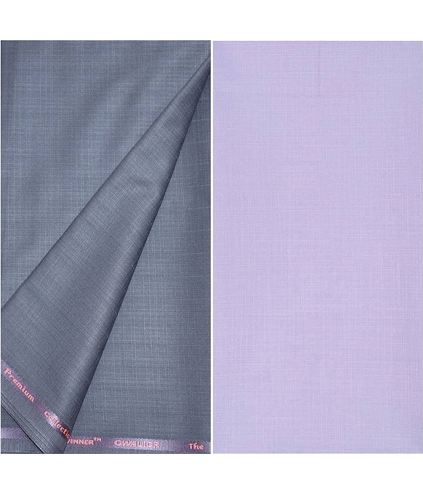 KUNDAN SULZ GWALIOR Purple Cotton Blend Unstitched Shirts & Trousers ( 1 Pant & 1 Shirt Piece )