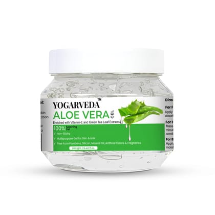 YOGARVEDA Aloe Vera Gel for Skin & Hair|Soothing, Non-Sticky, Paraben-Free|200g