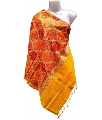Varun Cloth House Yellow Ari Embroidery Shawl