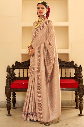 Fawn Beige Digital Printed Soft Silk Saree