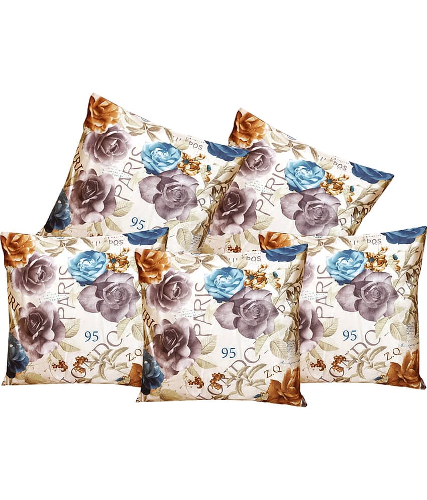 Belive-Me Set of 5 Multicolor Cushion Covers Floral Themed 40X40 cm (16X16 inch)