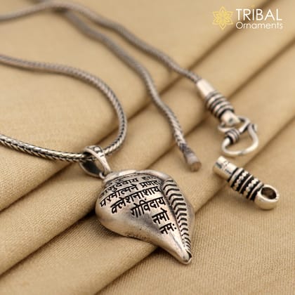 925 Sterling silver lord Krishna mantra Sankha pendant tribal ethnic jewelry nsp1066-Only Pendant