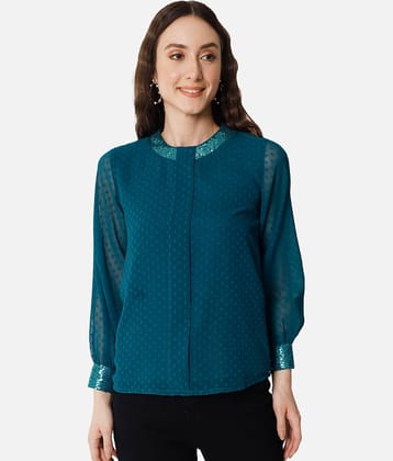 ALL WAYS YOU - Blue Georgette Women's Regular Top ( Pack of 1 )