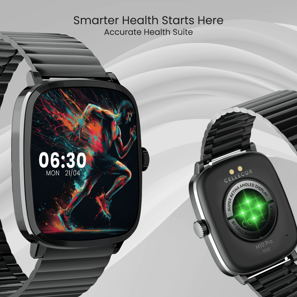 CELLECOR M10 PRO Vision 2.01" Super-Retina Amoled Display | 1200 NITS | AOD | BT-Calling | AI Voice | 60Hz Refresh Rate | IP68 | Rotating Crown | SmartWatch