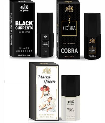 St. John Black current, Cobra, Marry queen Pocket Perfume for Men 10 ml ( Pack of 3 )
