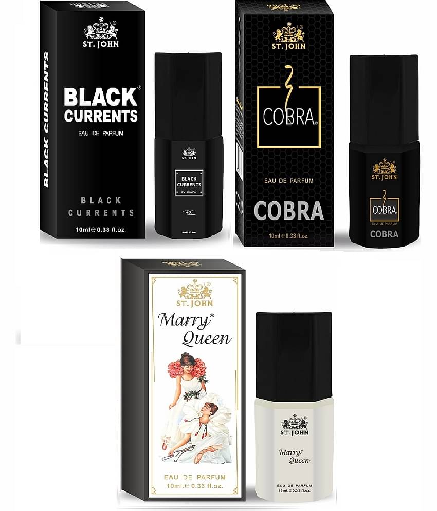 St. John Black current, Cobra, Marry queen Pocket Perfume for Men 10 ml ( Pack of 3 )