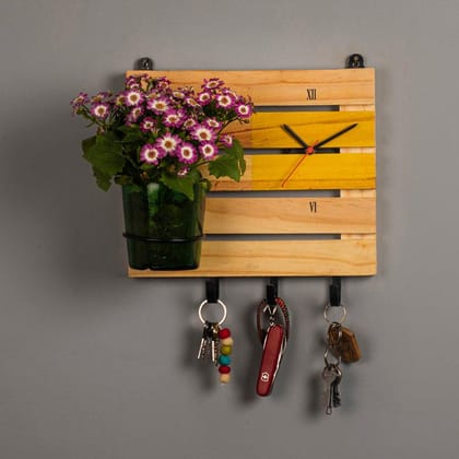 Multipurpose Wooden Board with Vat69 Planter (Yellow)
