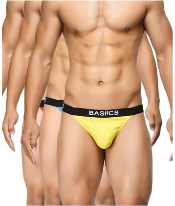 BASIICS By La Intimo Pack of 3 Cotton Blend Thongs For Men's ( Multicolor )