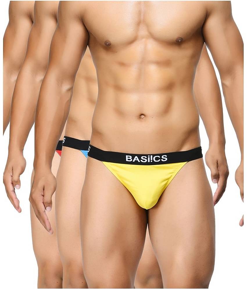 BASIICS By La Intimo Pack of 3 Cotton Blend Thongs For Men's ( Multicolor )