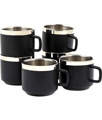 Dynore - Steel Double Walled Tea Cup 110 ml ( Pack of 6 )