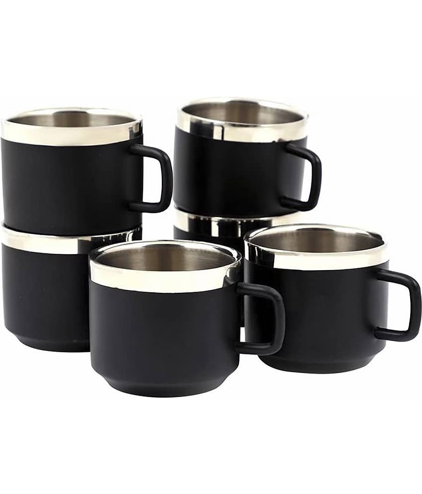 Dynore - Steel Double Walled Tea Cup 110 ml ( Pack of 6 )