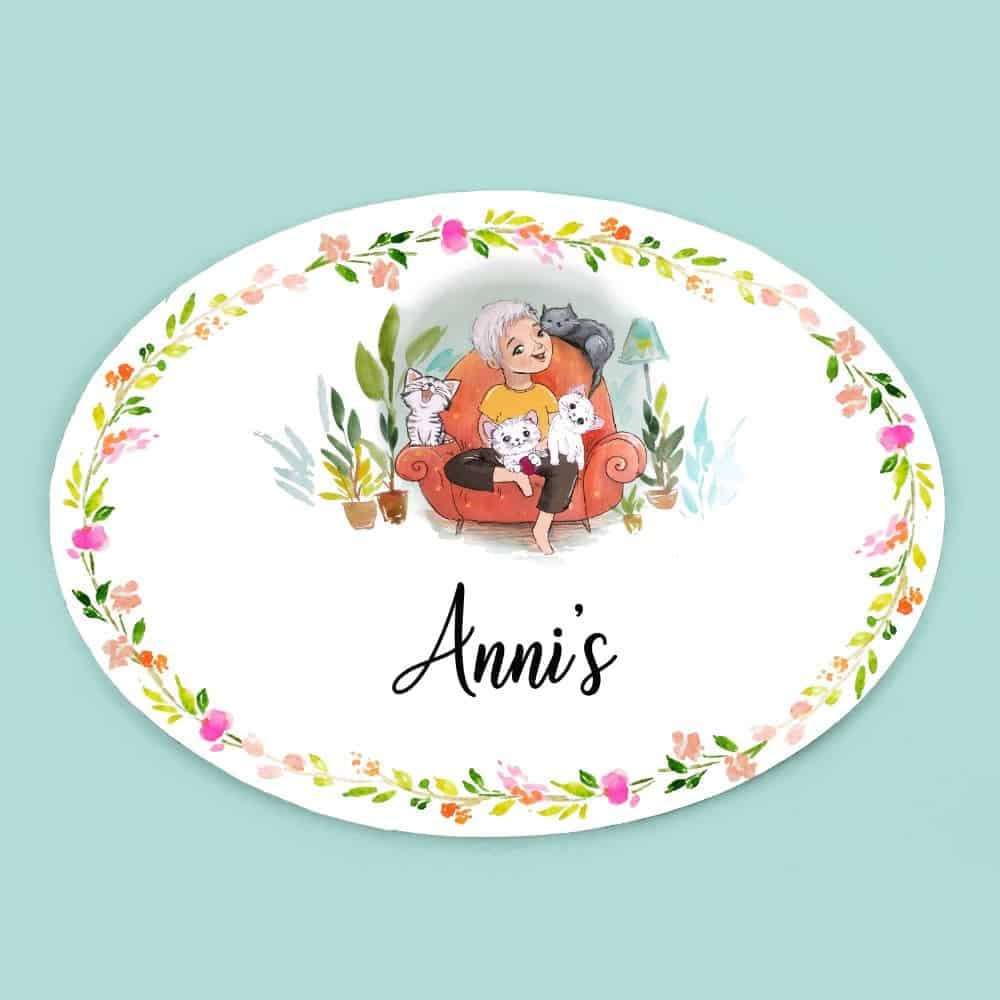 Cat Family - Handpainted Personalised Name Plate