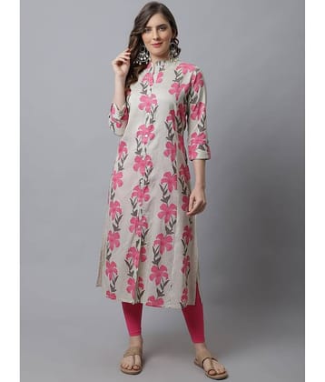 Pistaa Viscose Printed Front Slit Women's Kurti - Pink ( Pack of 1 )