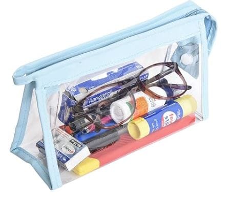 AQBAH Polyethylene Large Capacity Big Pencil Pouch For Girls&Boys,Transparent Pen Bag Organizer For School,Collage,Office,Cute Cosmetic Bag For Girls,Multi-Purpose Stationary Bag Pack Of 1 (Blue)