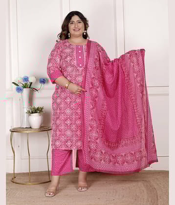 Swasti Women Cotton Printed Straight Kurti With Pants ( Pink )