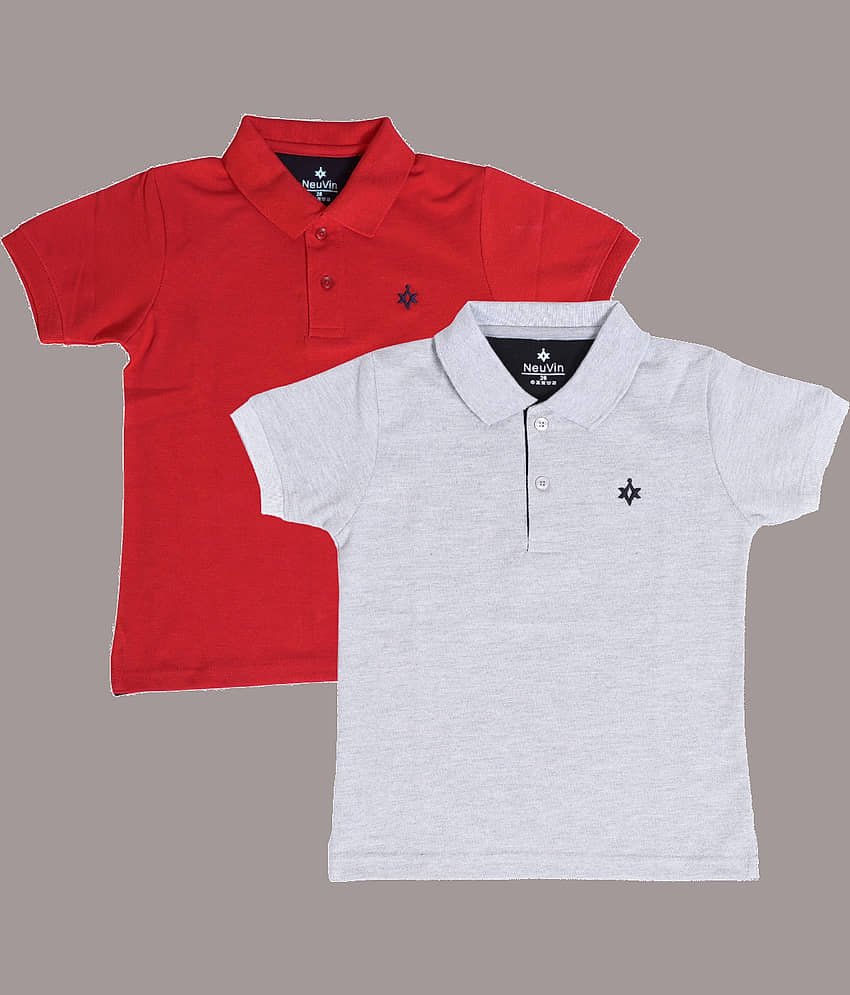 NEUVIN Pack of 2 Baby Boys Cotton Blend Polo T-Shirt ( Multi )