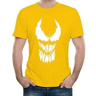 HIT SQUARE Yellow Pure Cotton Round Neck Printed For Men