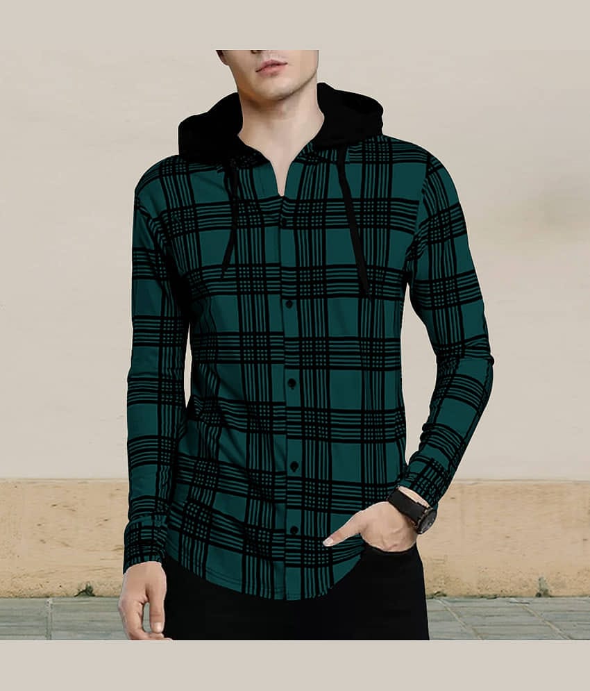 Eyebogler Cotton Blend Regular Fit Checks Full Sleeves Men's Casual Shirt - Green ( Pack of 1 )