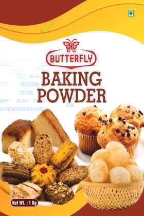 Butterfly Baking Powder 1kg (Weight - 1kg) by Butterfly Dessert Mixes and Bakery Needs.