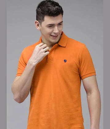 Merriment Pack of 1 Cotton Blend Regular Fit Solid Half Sleeves Men's Polo T Shirt ( Orange )