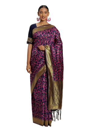Generic Women's Banarasi Silk Saree with Blouse (Multi, 5-6 Mtr)
