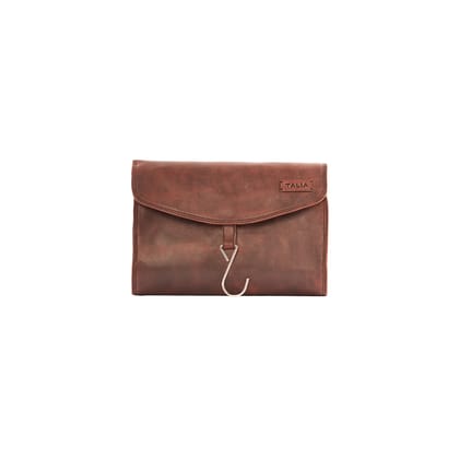 Talia  Genuine Leather Hanging Toiletry Bag / Dopp Kit / Shower Bag With Nylon Interior.