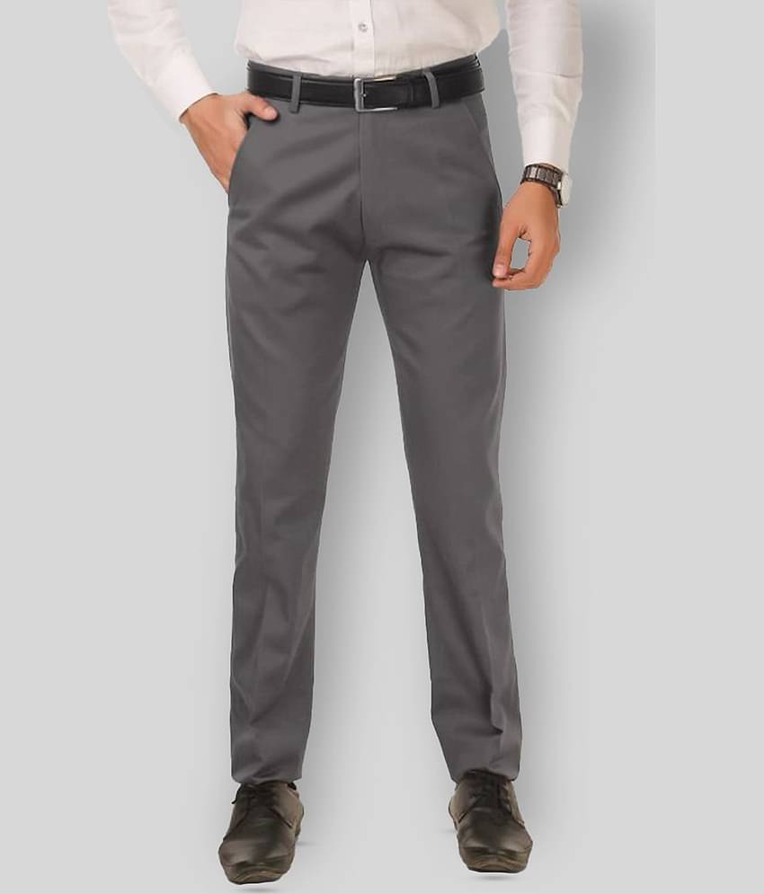 Haul Chic - Dark Grey Polycotton Slim - Fit Men's Formal Pants ( Pack of 1 )