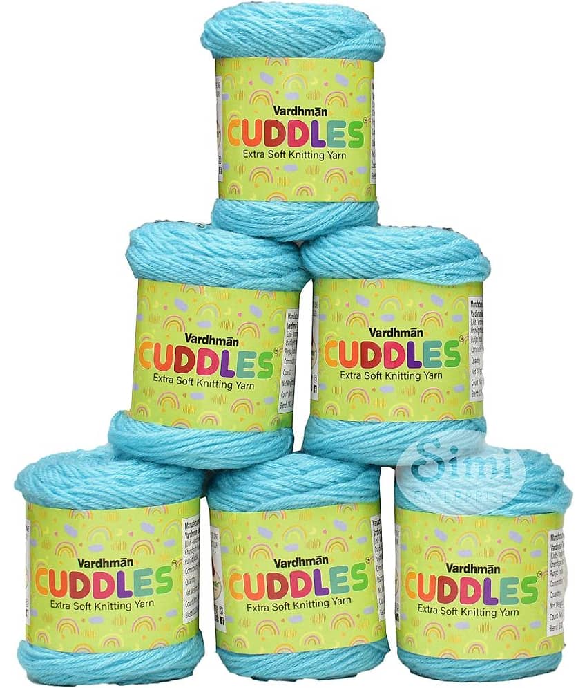 Vardhman 100% Acrylic Wool Sky 6 PC Baby Wool Ball Hand Knitting Wool/Art Craft Soft Fingering Crochet Hook Yarn-F Art-ADDC