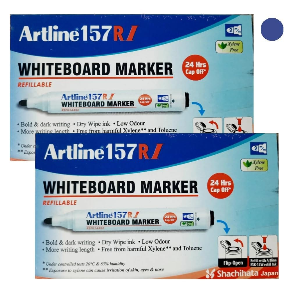 Artline 157RI Whiteboard Marker Pack of 10 X 2 Packs (Purple Colours) | Quick Drying, Dry Wipe Ink, Low Odor