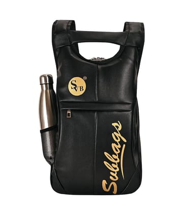 SVB BAG 15 Ltrs Faux Leather Backpack *For Boys & Girls ( Black ) - Black