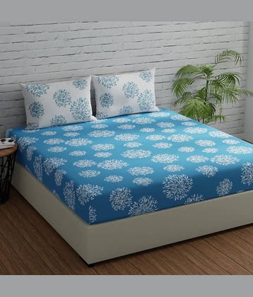 Decent Home Blue Cotton 1 Double Bedsheet with 2 Pillow Covers ( 225 cm x 225 cm )