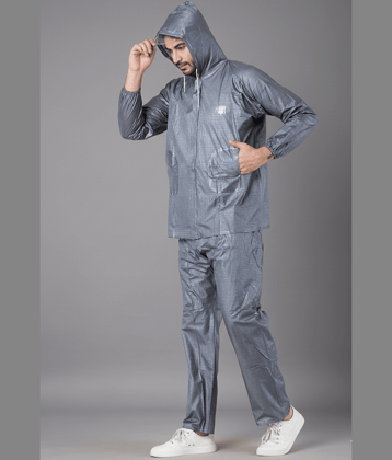 Sindon Grey Nylon Men's Rain Suit Set ( Pack of 1 )