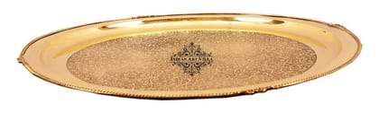 Indian Art Villa Brass Embossed Designer Thali, Plate with Beaded Design, Serveware, Dinnerware, Tableware-25cm