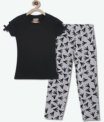 Sini Mini Pack of 1 Girls Cotton Top With Pants ( Black )