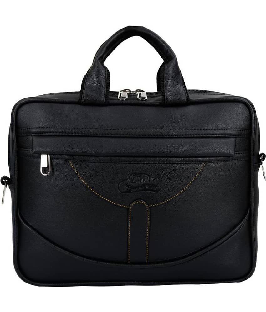 Leather World Black 16 Ltrs Office Laptop / Tablet Bag With String 12 Inch