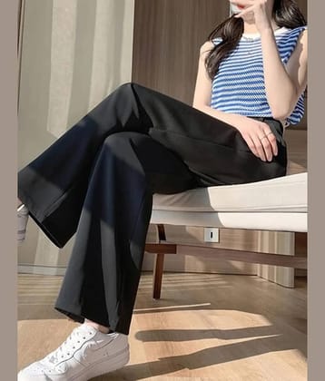 Broadstar Pack of 1 Polyester Straight Women's Casual Pants ( Black )