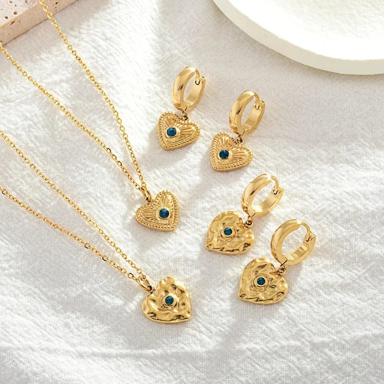 Heart Blue CZ devil evils eye choker necklace gold plated filled pendant necklace gold plated
