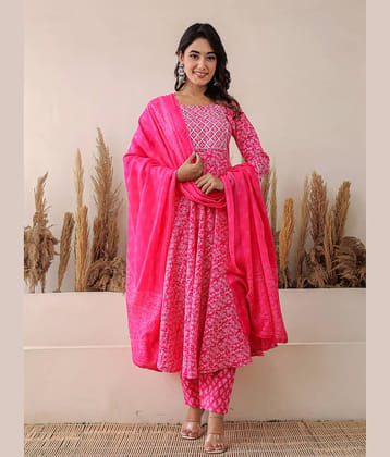 KETAKI FASHION Rayon Printed Kurti With Pants Women's Stitched Salwar Suit - Pink ( Pack of 1 )